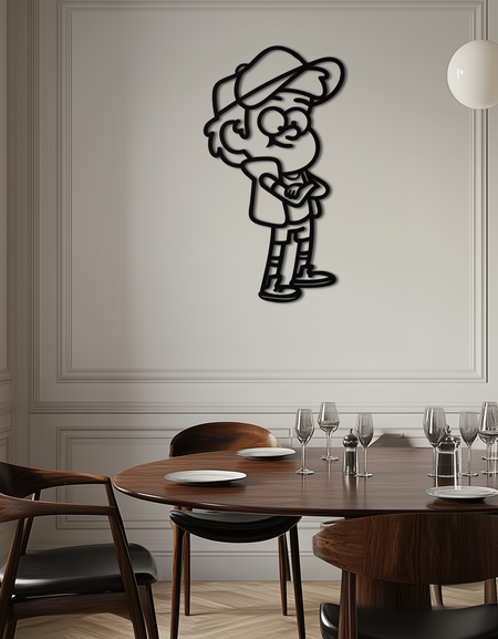 Dipper Pines Metal Wall Art – Gravity Falls-Inspired Silhouette for Fans and Collectors- KAF654
