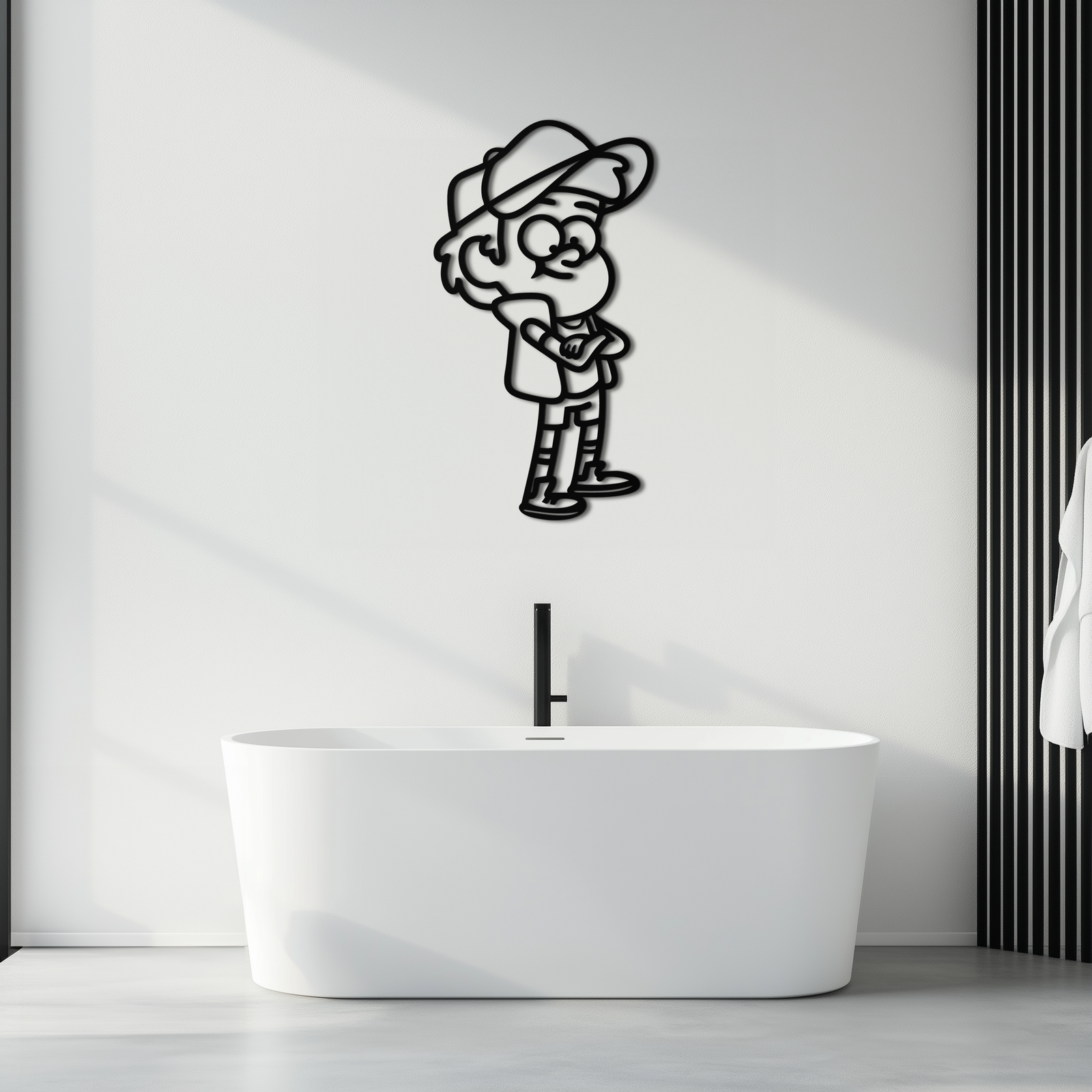 Dipper Pines Metal Wall Art – Gravity Falls-Inspired Silhouette for Fans and Collectors- KAF654
