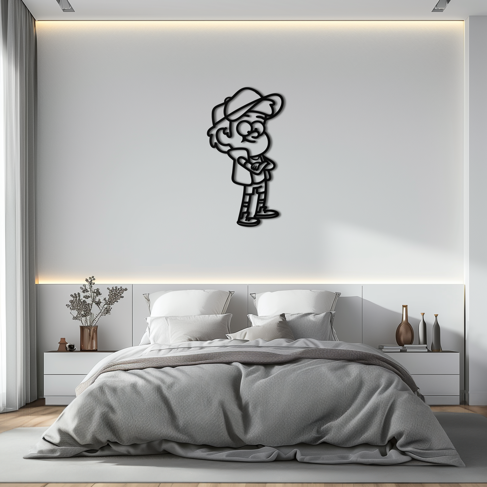 Dipper Pines Metal Wall Art – Gravity Falls-Inspired Silhouette for Fans and Collectors- KAF654