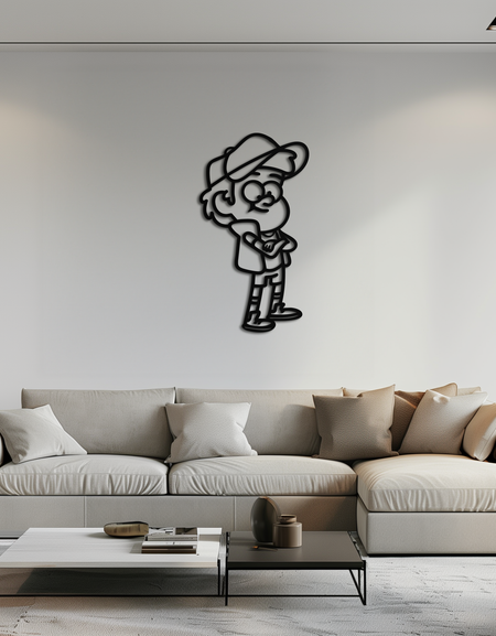 Dipper Pines Metal Wall Art – Gravity Falls-Inspired Silhouette for Fans and Collectors- KAF654