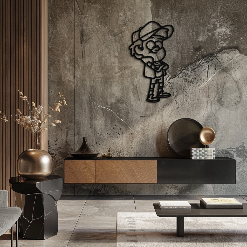 Dipper Pines Metal Wall Art – Gravity Falls-Inspired Silhouette for Fans and Collectors- KAF654