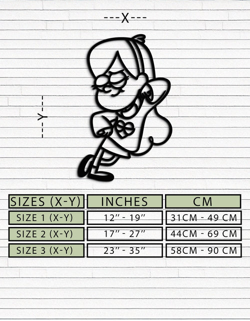 Resmi Galeri görüntüleyicisine yükleyin, Mabel Pines Metal Duvar Sanatı – Hayranlar İçin Gravity Falls&#39;tan Esinlenen Eğlenceli Siluet- KAF655
