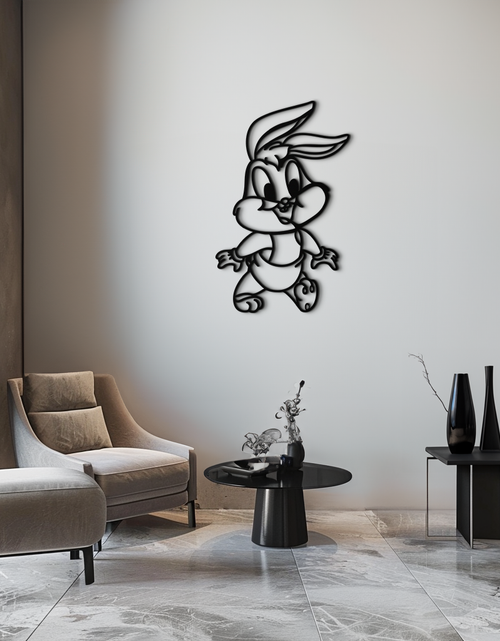 Resmi Galeri görüntüleyicisine yükleyin, Baby Bugs Bunny Metal Duvar Sanatı – Hayranlar İçin Klasik Çizgi Film Karakteri Silüeti - KAF659
