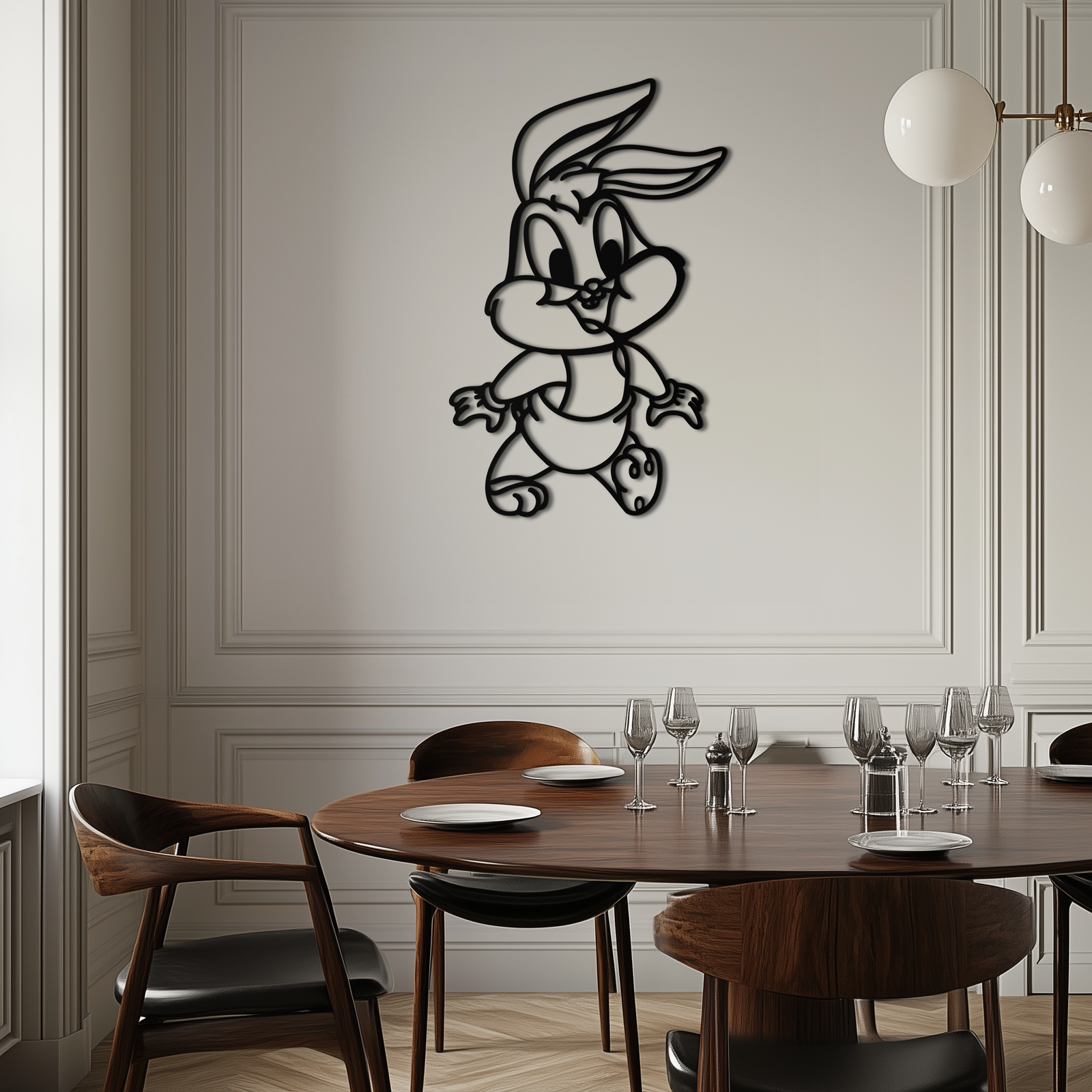 Baby Bugs Bunny Metal Duvar Sanatı – Hayranlar İçin Klasik Çizgi Film Karakteri Silüeti - KAF659