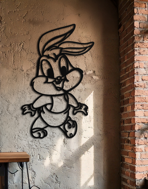 Resmi Galeri görüntüleyicisine yükleyin, Baby Bugs Bunny Metal Duvar Sanatı – Hayranlar İçin Klasik Çizgi Film Karakteri Silüeti - KAF659
