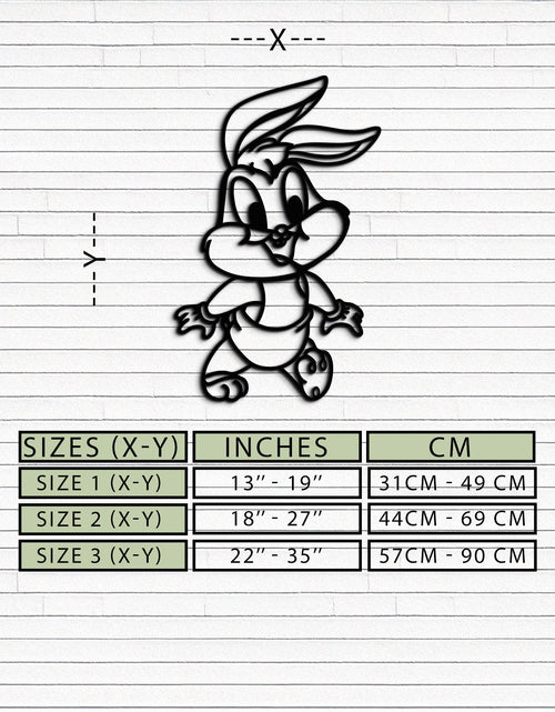 Resmi Galeri görüntüleyicisine yükleyin, Baby Bugs Bunny Metal Duvar Sanatı – Hayranlar İçin Klasik Çizgi Film Karakteri Silüeti - KAF659
