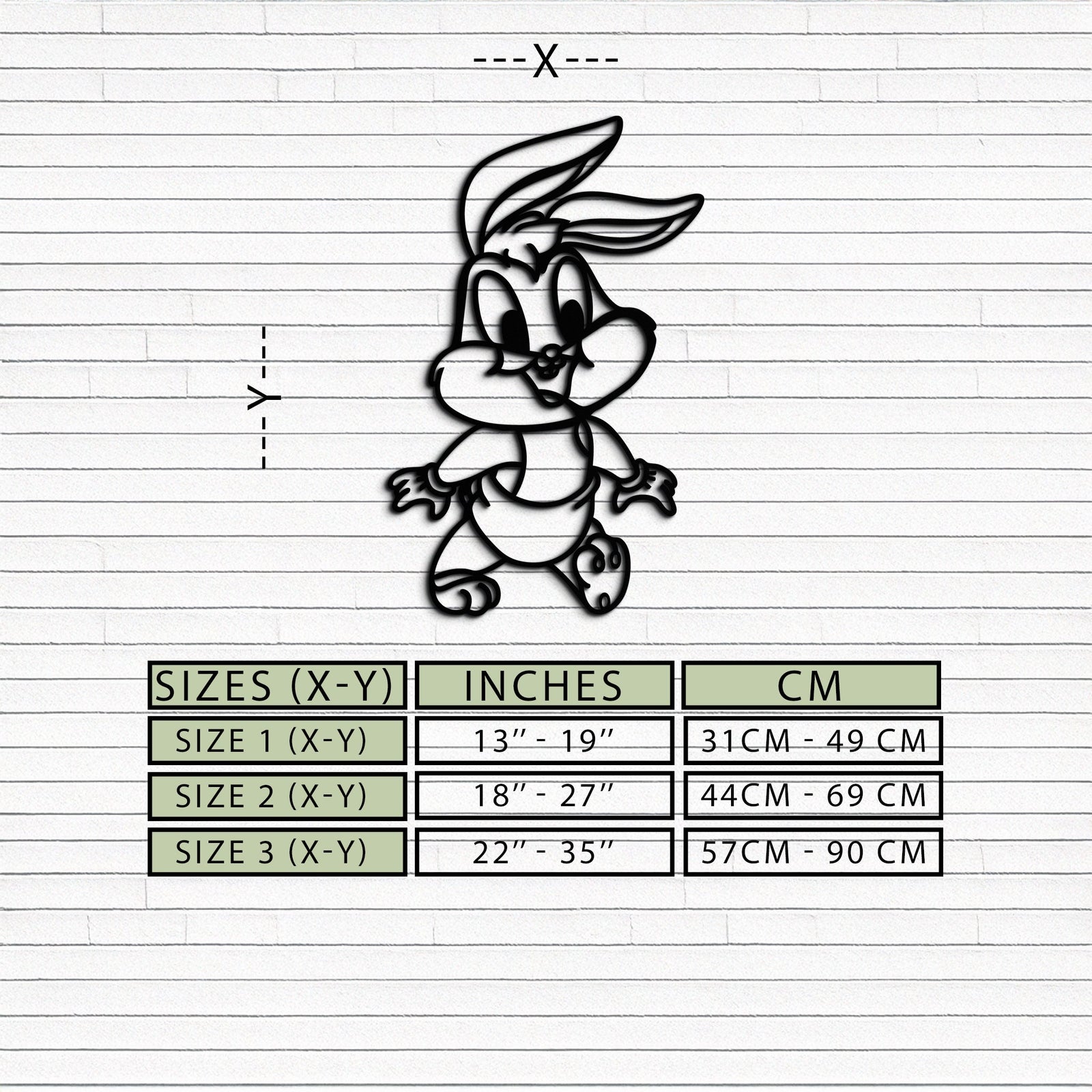 Baby Bugs Bunny Metal Duvar Sanatı – Hayranlar İçin Klasik Çizgi Film Karakteri Silüeti - KAF659