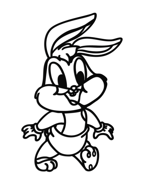 Resmi Galeri görüntüleyicisine yükleyin, Baby Bugs Bunny Metal Duvar Sanatı – Hayranlar İçin Klasik Çizgi Film Karakteri Silüeti - KAF659
