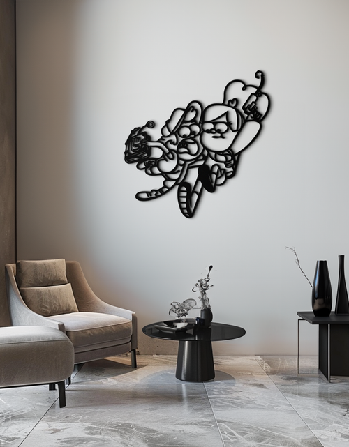 Load image into Gallery viewer, Mabel &amp; Dipper Pines Metal Wall Art – Gravity Falls-Inspired Silhouette for Fans- KAF661
