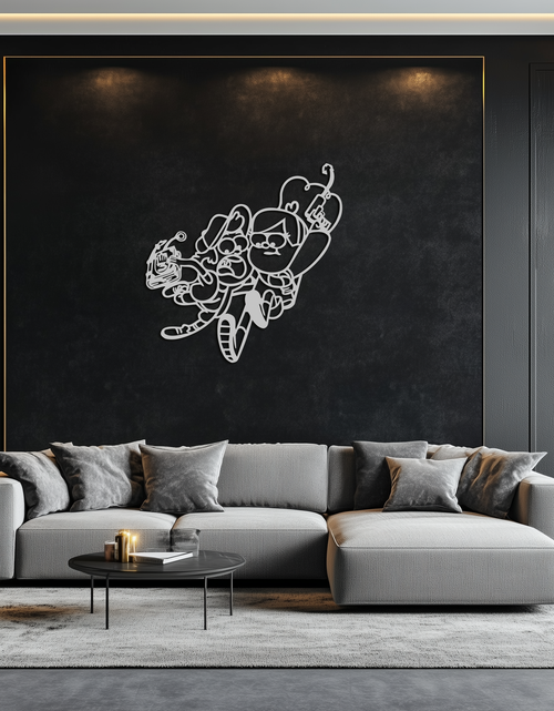 Load image into Gallery viewer, Mabel &amp; Dipper Pines Metal Wall Art – Gravity Falls-Inspired Silhouette for Fans- KAF661
