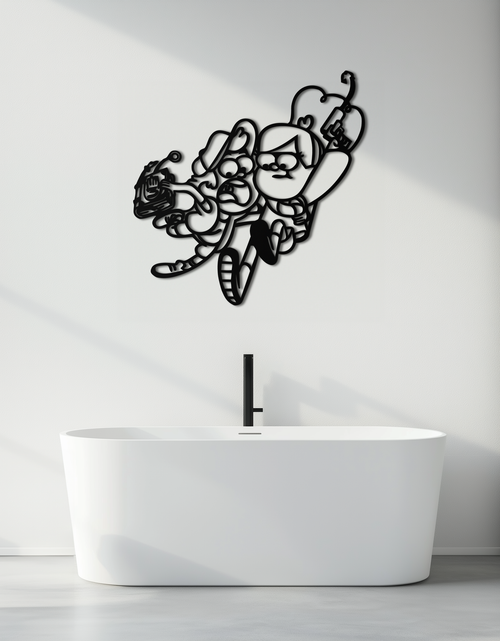Load image into Gallery viewer, Mabel &amp; Dipper Pines Metal Wall Art – Gravity Falls-Inspired Silhouette for Fans- KAF661
