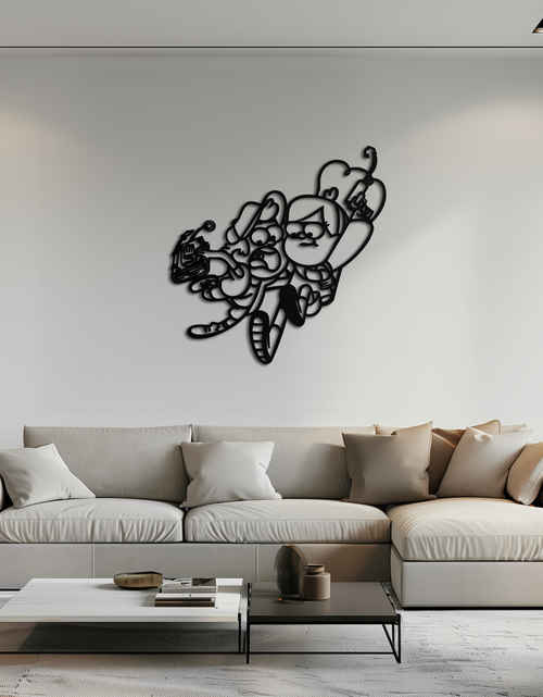 Load image into Gallery viewer, Mabel &amp; Dipper Pines Metal Wall Art – Gravity Falls-Inspired Silhouette for Fans- KAF661
