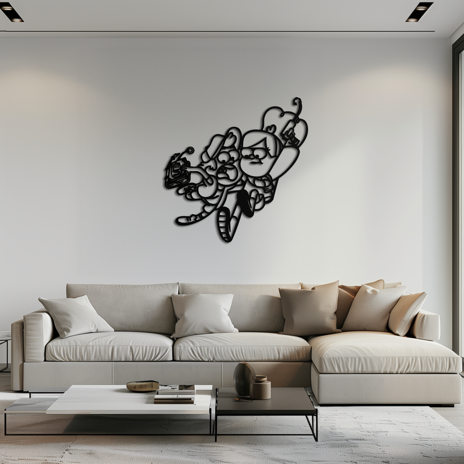 Mabel & Dipper Pines Metal Wall Art – Gravity Falls-Inspired Silhouette for Fans- KAF661