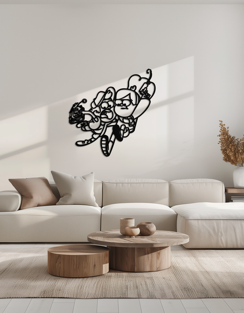 Load image into Gallery viewer, Mabel &amp; Dipper Pines Metal Wall Art – Gravity Falls-Inspired Silhouette for Fans- KAF661
