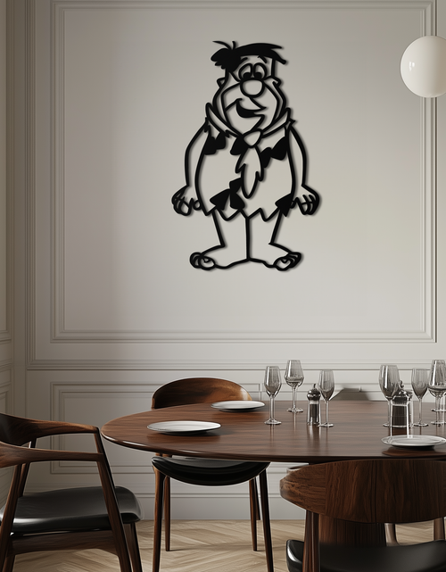 Load image into Gallery viewer, Fred Flintstone Metal Wall Art – Iconic Cartoon Character Silhouette for Fans- KAF662

