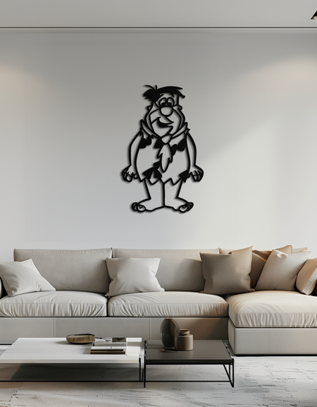 Fred Flintstone Metal Wall Art – Iconic Cartoon Character Silhouette for Fans- KAF662