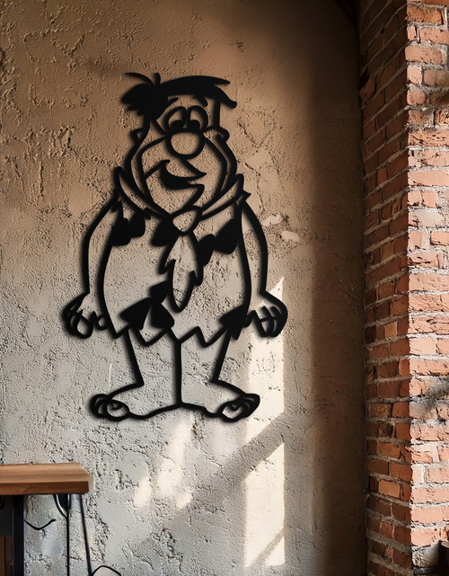 Load image into Gallery viewer, Fred Flintstone Metal Wall Art – Iconic Cartoon Character Silhouette for Fans- KAF662

