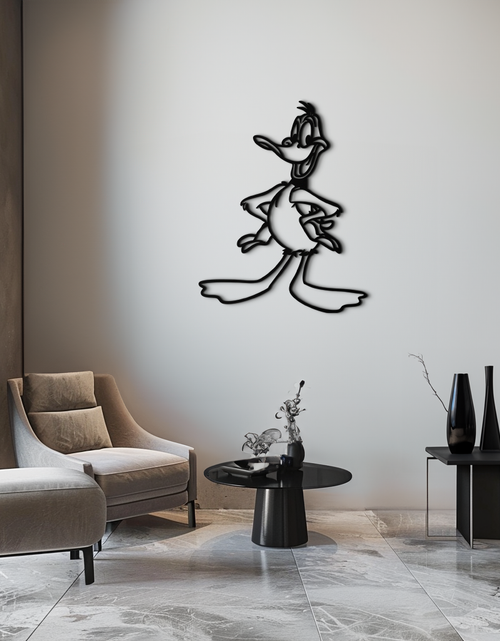 Resmi Galeri görüntüleyicisine yükleyin, Daffy Duck Metal Duvar Sanatı – Hayranlar İçin Klasik Çizgi Film Karakteri Silüeti - KAF663
