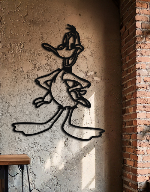 Resmi Galeri görüntüleyicisine yükleyin, Daffy Duck Metal Duvar Sanatı – Hayranlar İçin Klasik Çizgi Film Karakteri Silüeti - KAF663
