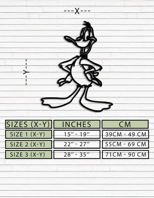 Resmi Galeri görüntüleyicisine yükleyin, Daffy Duck Metal Duvar Sanatı – Hayranlar İçin Klasik Çizgi Film Karakteri Silüeti - KAF663
