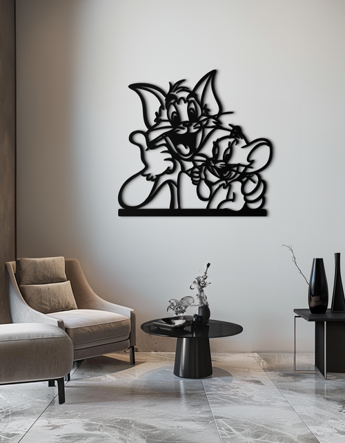 Load image into Gallery viewer, Tom and Jerry Metal Wall Art – Classic Cartoon Duo Silhouette for Fans- KAF665
