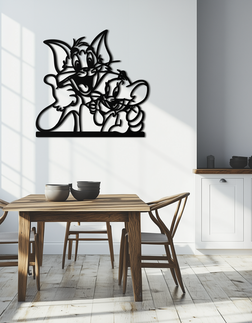 Load image into Gallery viewer, Tom and Jerry Metal Wall Art – Classic Cartoon Duo Silhouette for Fans- KAF665
