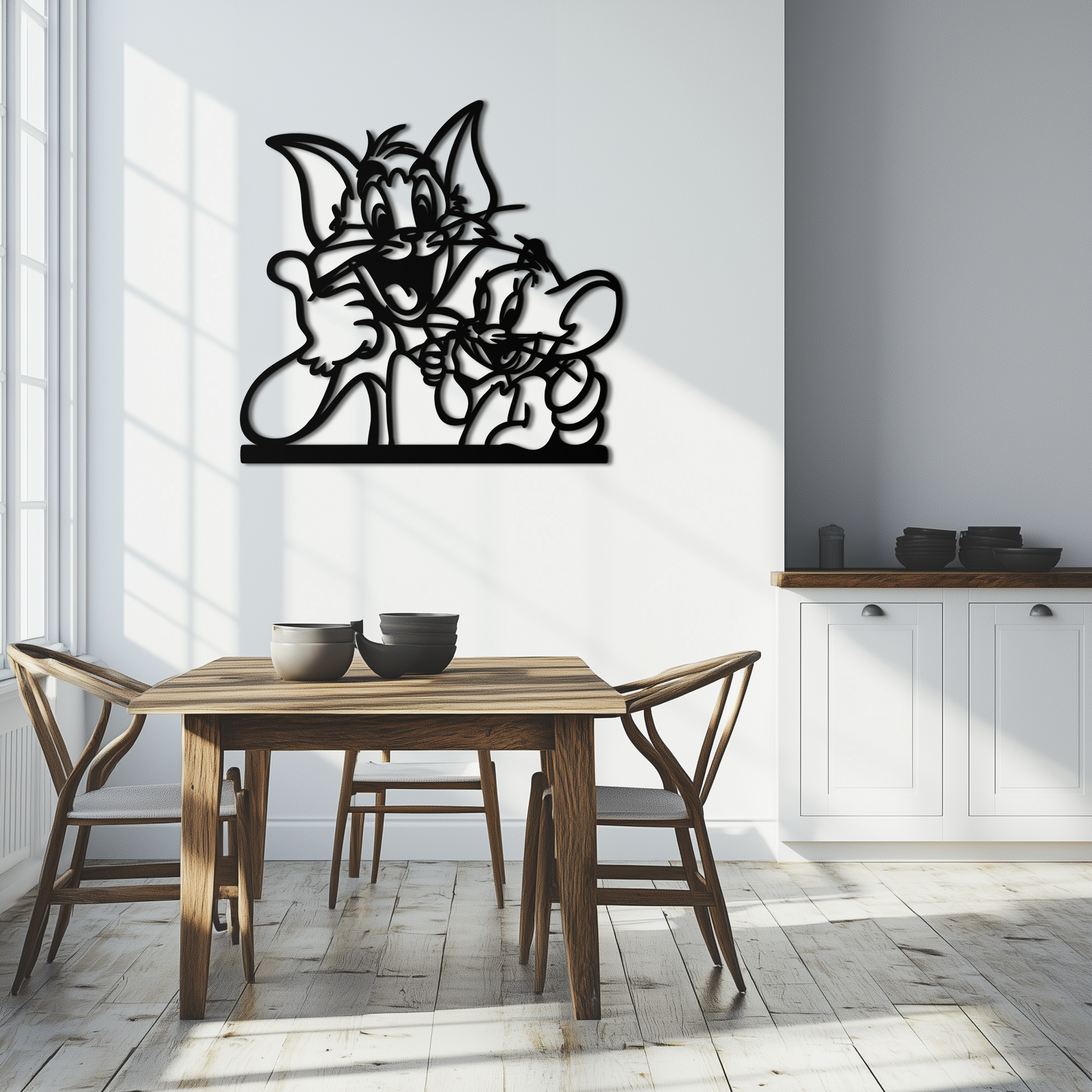Tom and Jerry Metal Wall Art – Classic Cartoon Duo Silhouette for Fans- KAF665