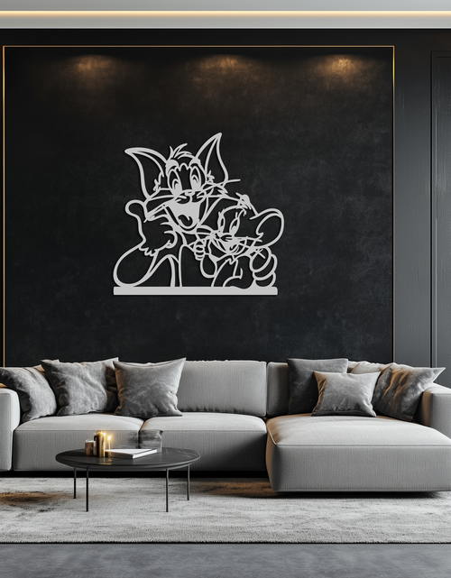 Load image into Gallery viewer, Tom and Jerry Metal Wall Art – Classic Cartoon Duo Silhouette for Fans- KAF665
