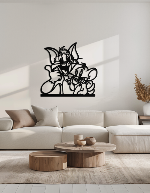 Load image into Gallery viewer, Tom and Jerry Metal Wall Art – Classic Cartoon Duo Silhouette for Fans- KAF665
