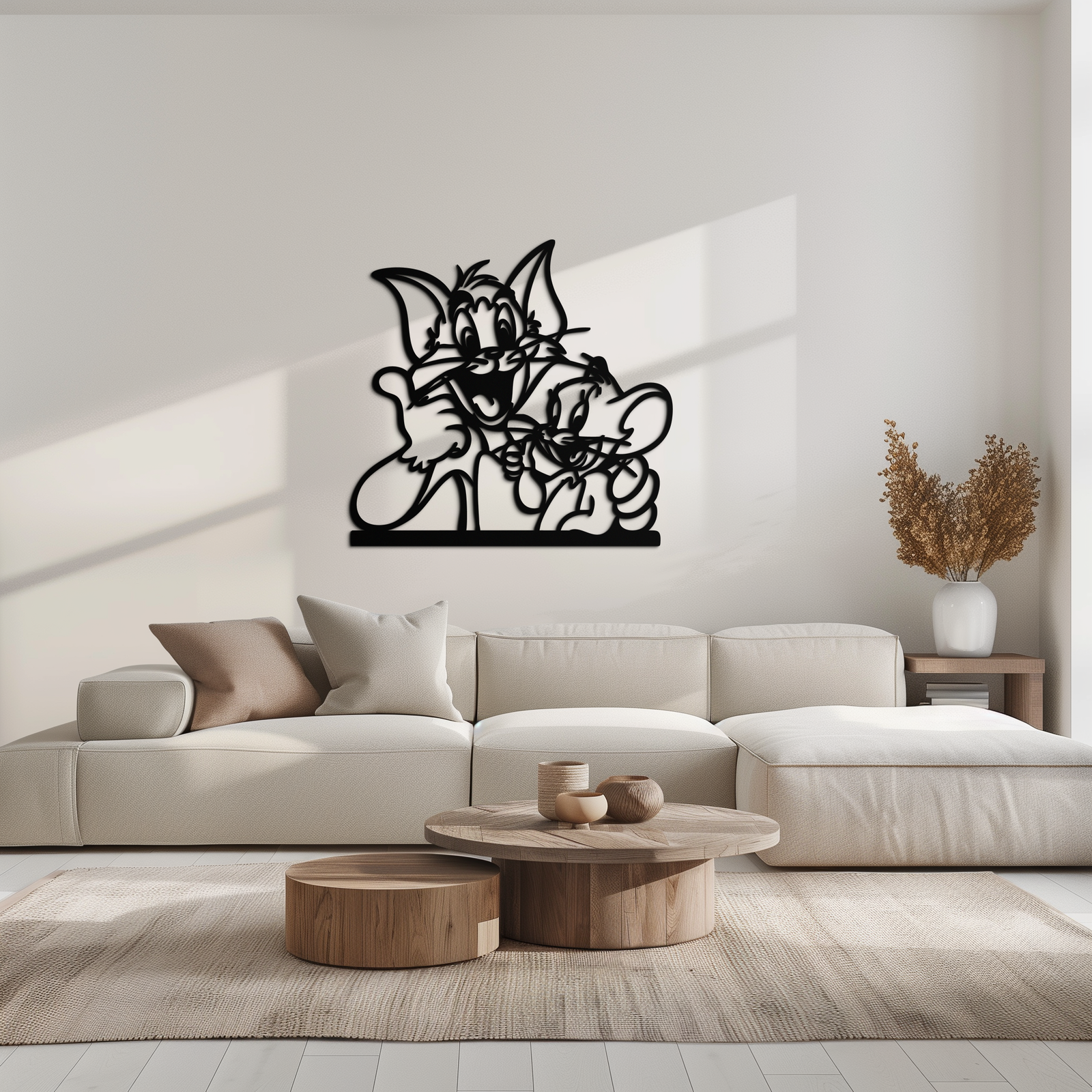 Tom and Jerry Metal Wall Art – Classic Cartoon Duo Silhouette for Fans- KAF665
