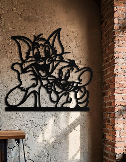 Load image into Gallery viewer, Tom and Jerry Metal Wall Art – Classic Cartoon Duo Silhouette for Fans- KAF665
