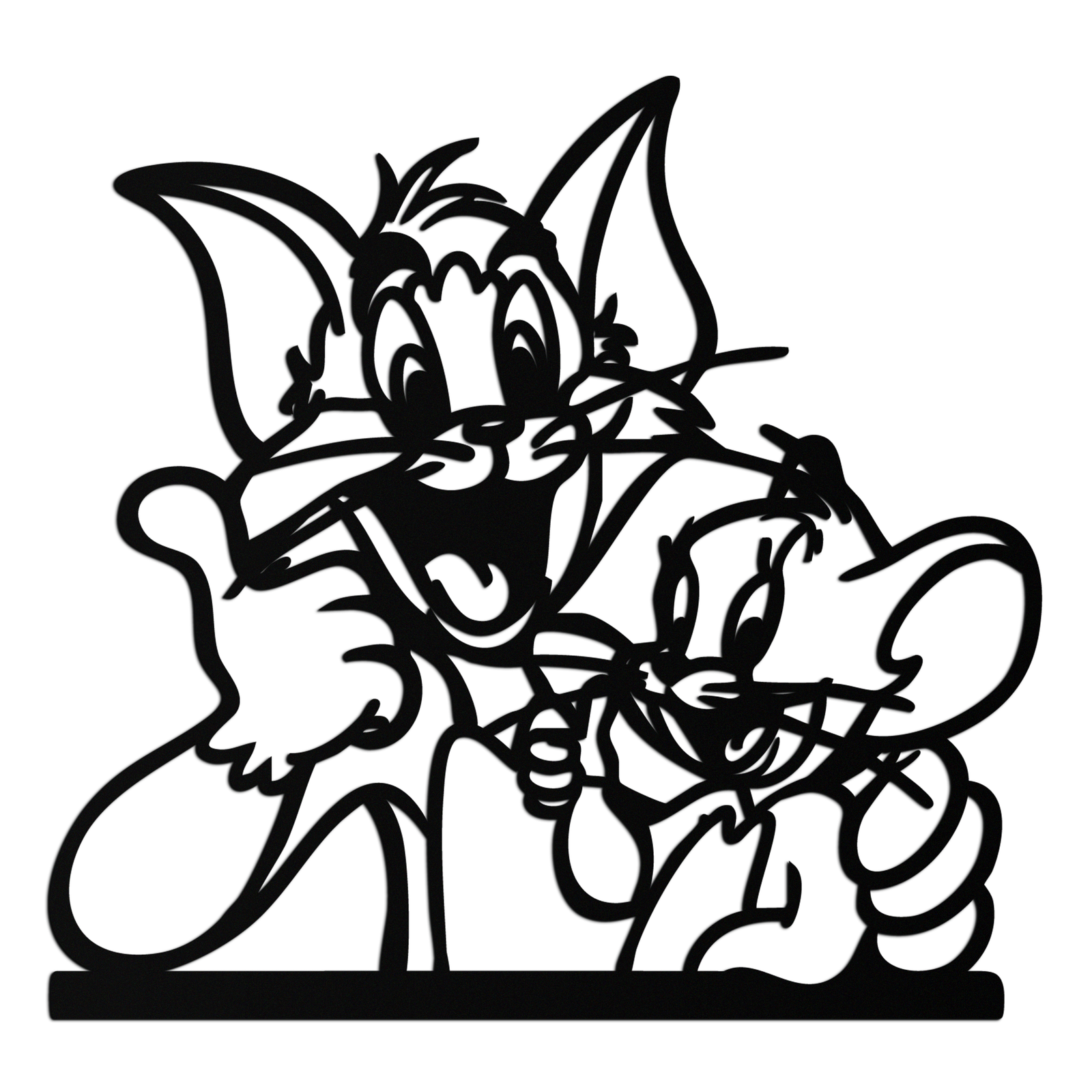 Tom and Jerry Metal Wall Art – Classic Cartoon Duo Silhouette for Fans- KAF665