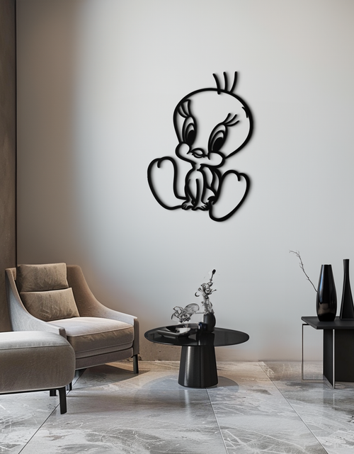 Resmi Galeri görüntüleyicisine yükleyin, Tweety Bird Metal Duvar Sanatı – Hayranlar İçin Klasik Çizgi Film Karakteri Silüeti - KAF666
