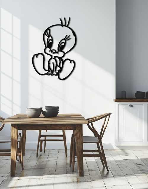 Resmi Galeri görüntüleyicisine yükleyin, Tweety Bird Metal Duvar Sanatı – Hayranlar İçin Klasik Çizgi Film Karakteri Silüeti - KAF666
