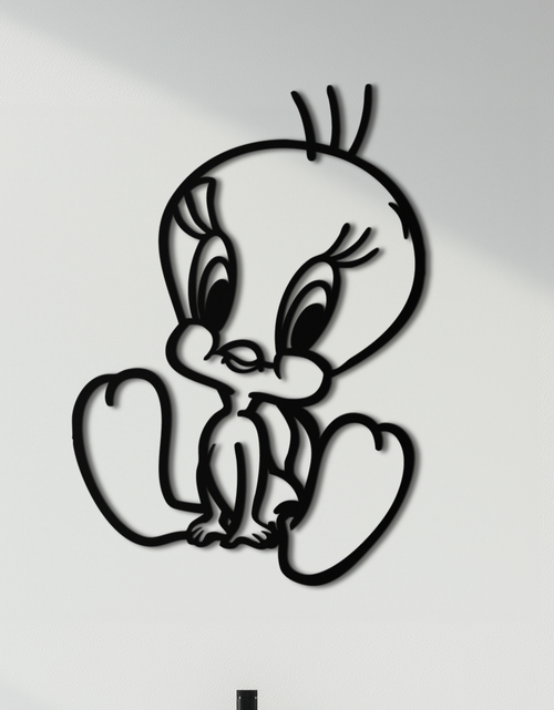 Resmi Galeri görüntüleyicisine yükleyin, Tweety Bird Metal Duvar Sanatı – Hayranlar İçin Klasik Çizgi Film Karakteri Silüeti - KAF666
