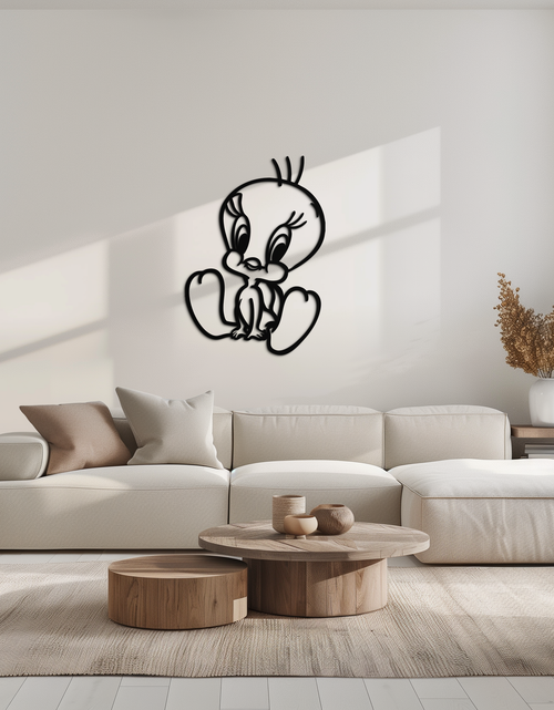 Resmi Galeri görüntüleyicisine yükleyin, Tweety Bird Metal Duvar Sanatı – Hayranlar İçin Klasik Çizgi Film Karakteri Silüeti - KAF666
