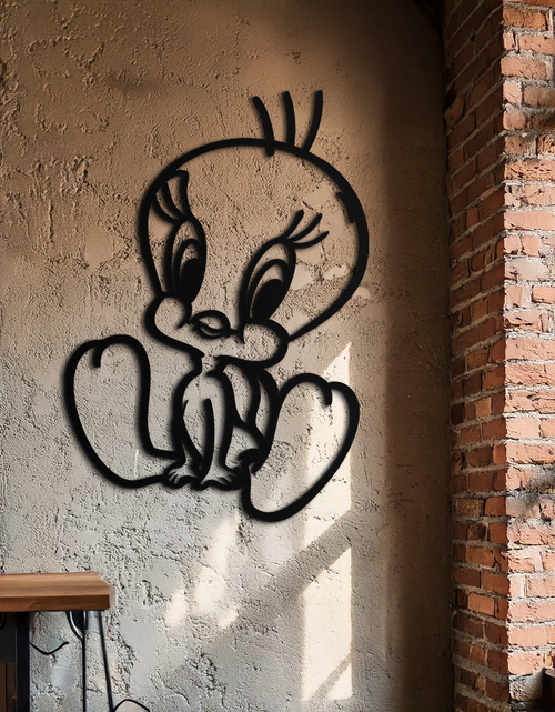 Resmi Galeri görüntüleyicisine yükleyin, Tweety Bird Metal Duvar Sanatı – Hayranlar İçin Klasik Çizgi Film Karakteri Silüeti - KAF666
