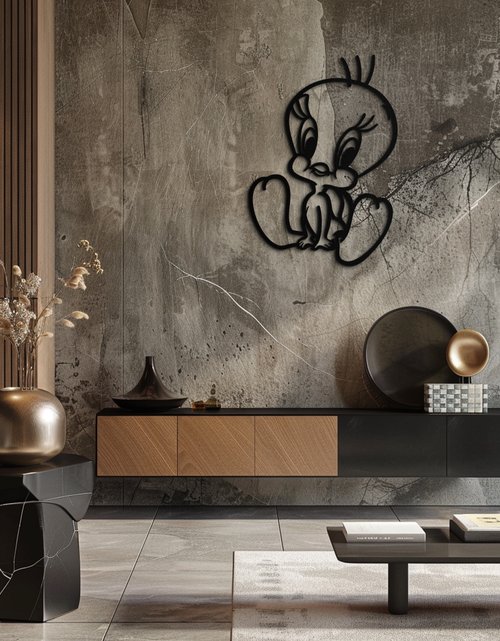 Resmi Galeri görüntüleyicisine yükleyin, Tweety Bird Metal Duvar Sanatı – Hayranlar İçin Klasik Çizgi Film Karakteri Silüeti - KAF666
