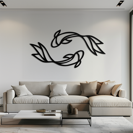 Koi Fish Metal Wall Art – Elegant Silhouette Design for Nature Lovers- KAF667