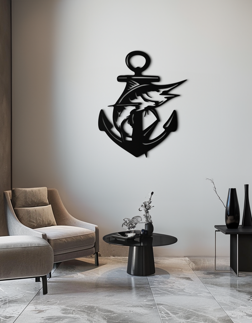 Load image into Gallery viewer, Anchor and Fish Metal Wall Art – Nautical-Inspired Design for Sea Lovers- KAF668
