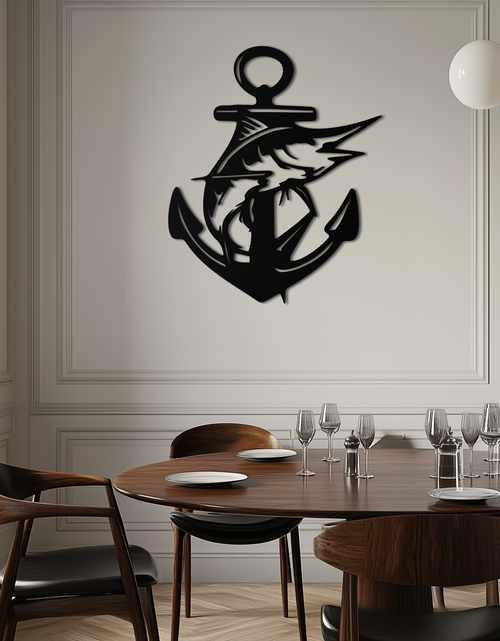 Load image into Gallery viewer, Anchor and Fish Metal Wall Art – Nautical-Inspired Design for Sea Lovers- KAF668
