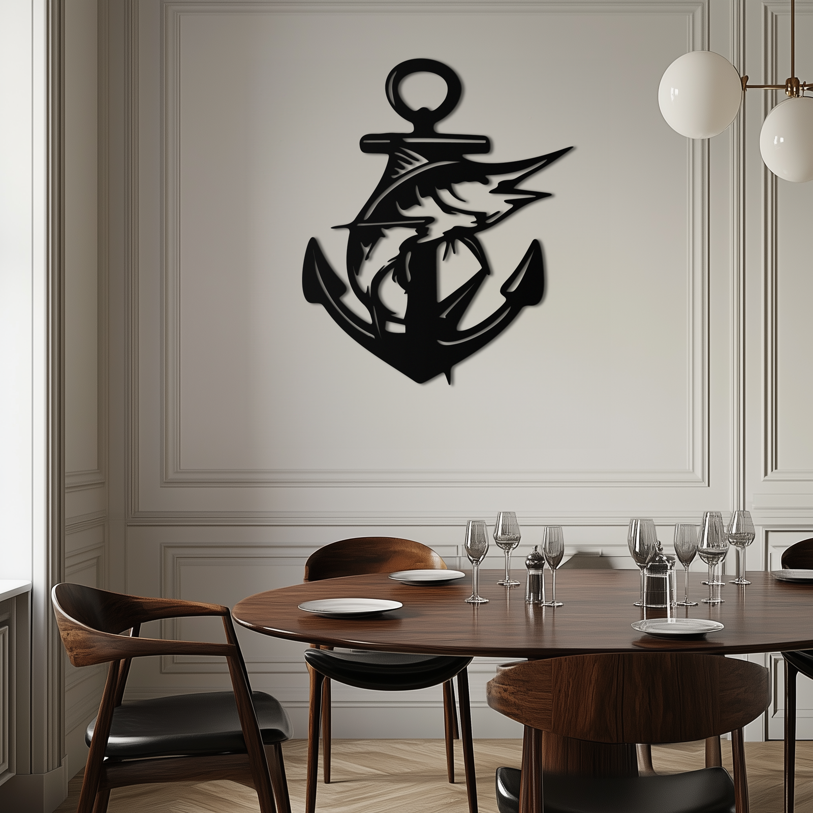 Anchor and Fish Metal Wall Art – Nautical-Inspired Design for Sea Lovers- KAF668