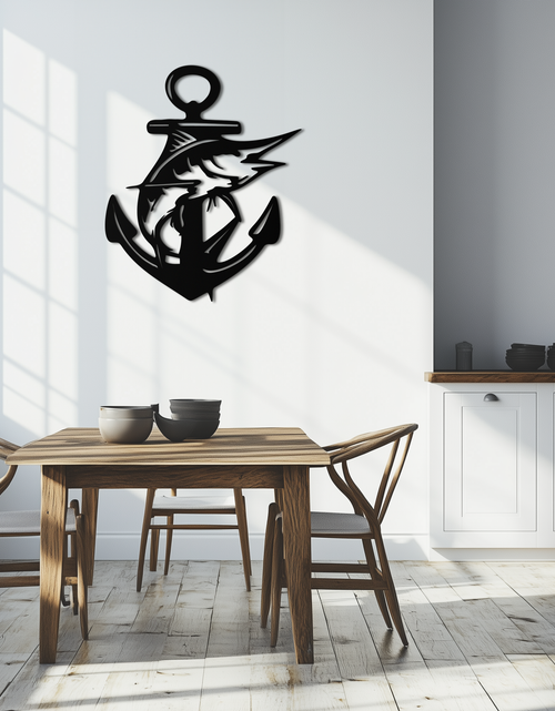 Load image into Gallery viewer, Anchor and Fish Metal Wall Art – Nautical-Inspired Design for Sea Lovers- KAF668
