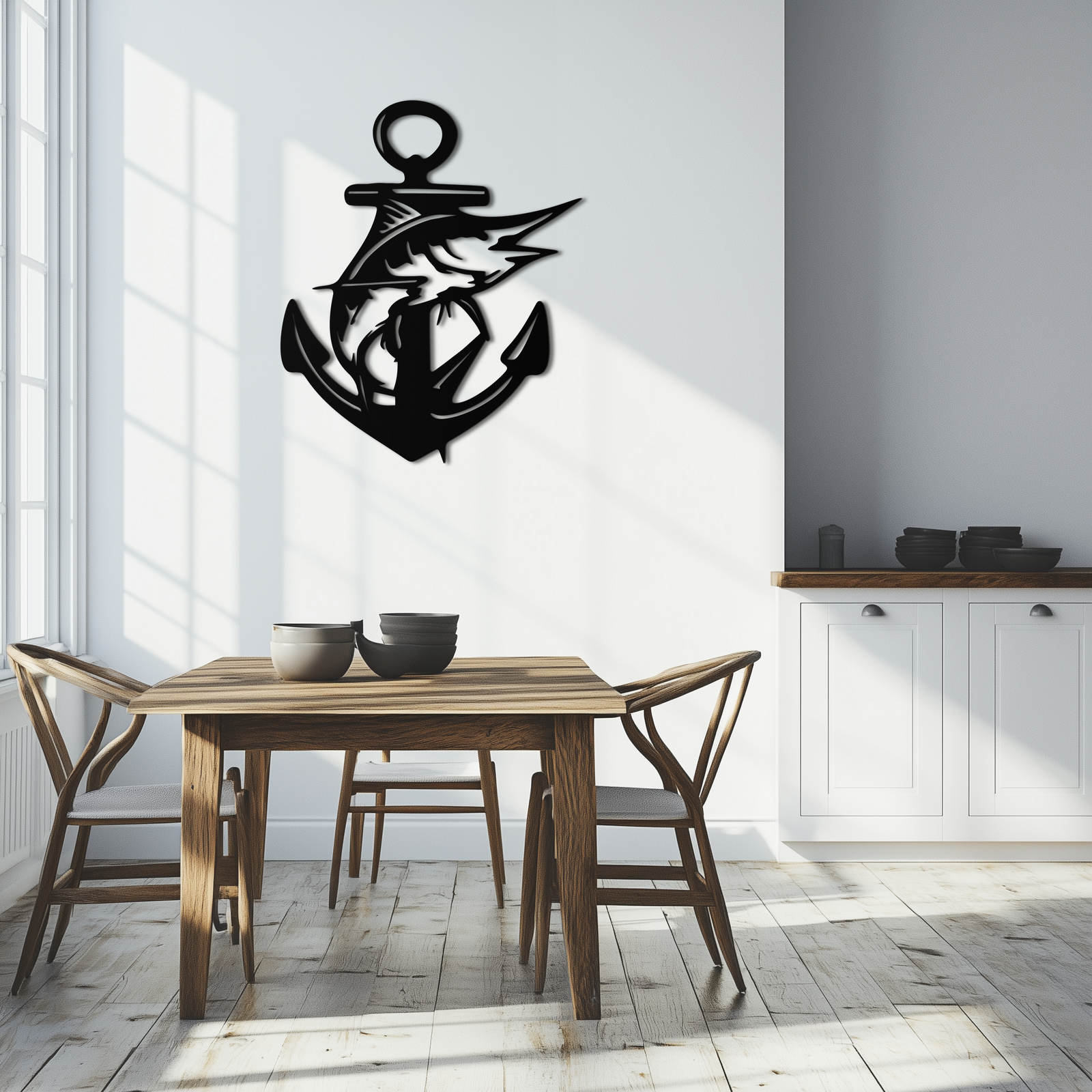 Anchor and Fish Metal Wall Art – Nautical-Inspired Design for Sea Lovers- KAF668