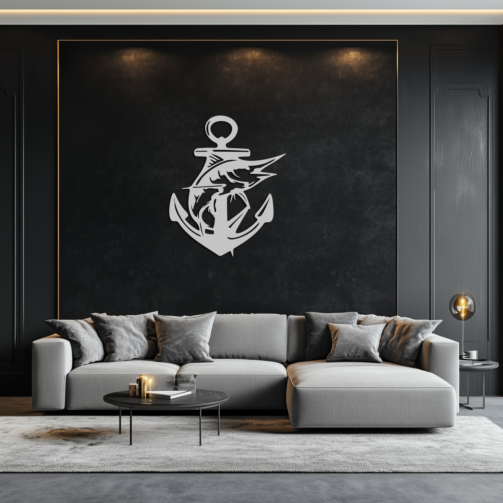 Anchor and Fish Metal Wall Art – Nautical-Inspired Design for Sea Lovers- KAF668