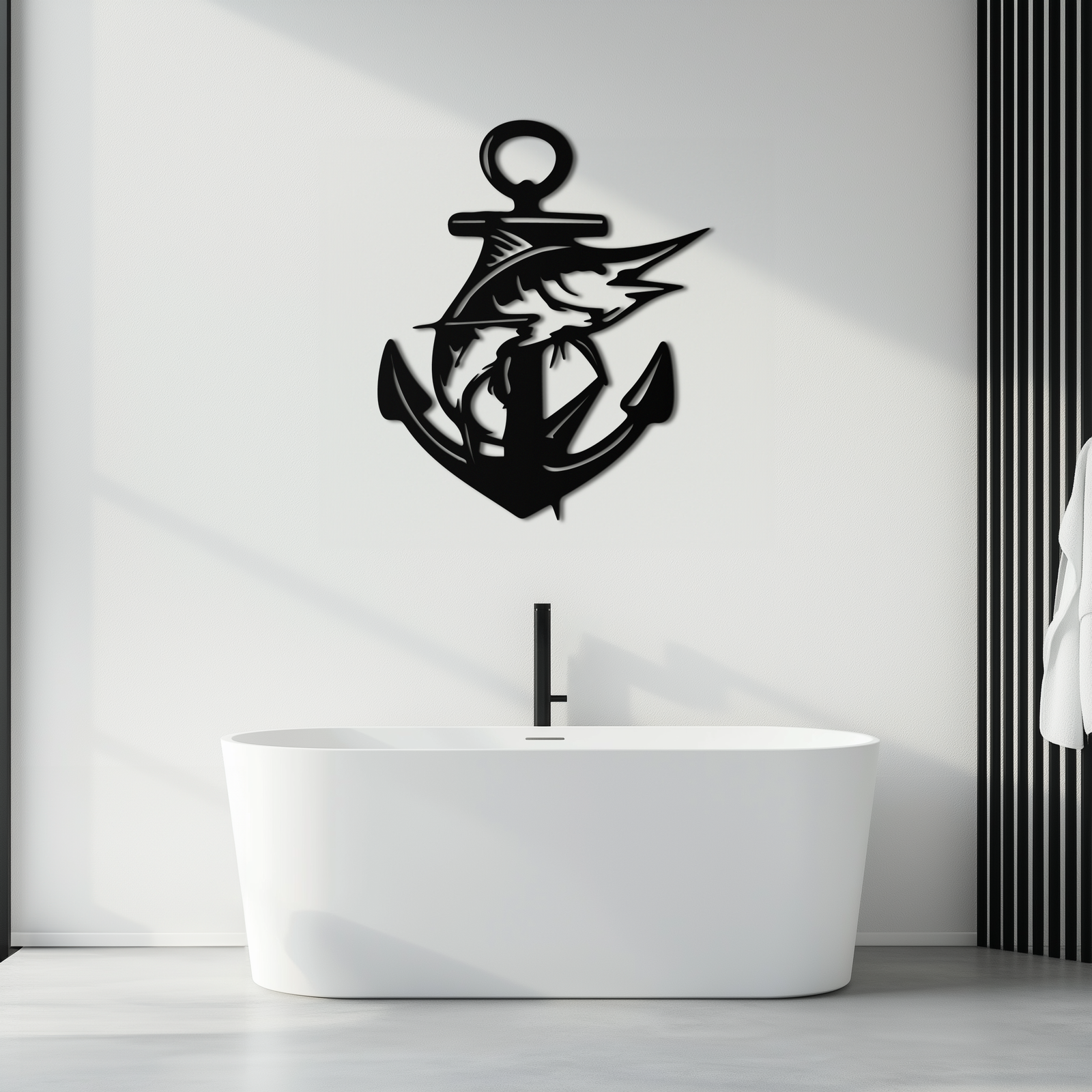 Anchor and Fish Metal Wall Art – Nautical-Inspired Design for Sea Lovers- KAF668