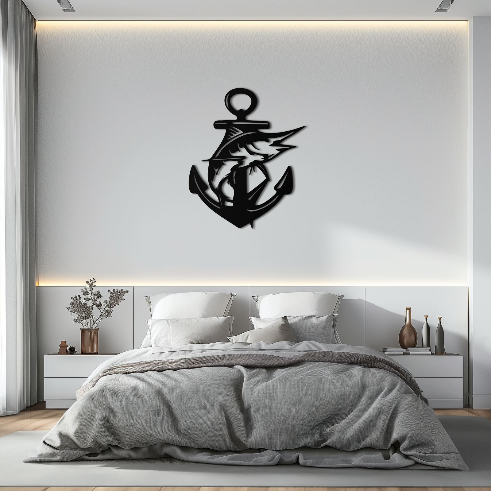 Anchor and Fish Metal Wall Art – Nautical-Inspired Design for Sea Lovers- KAF668