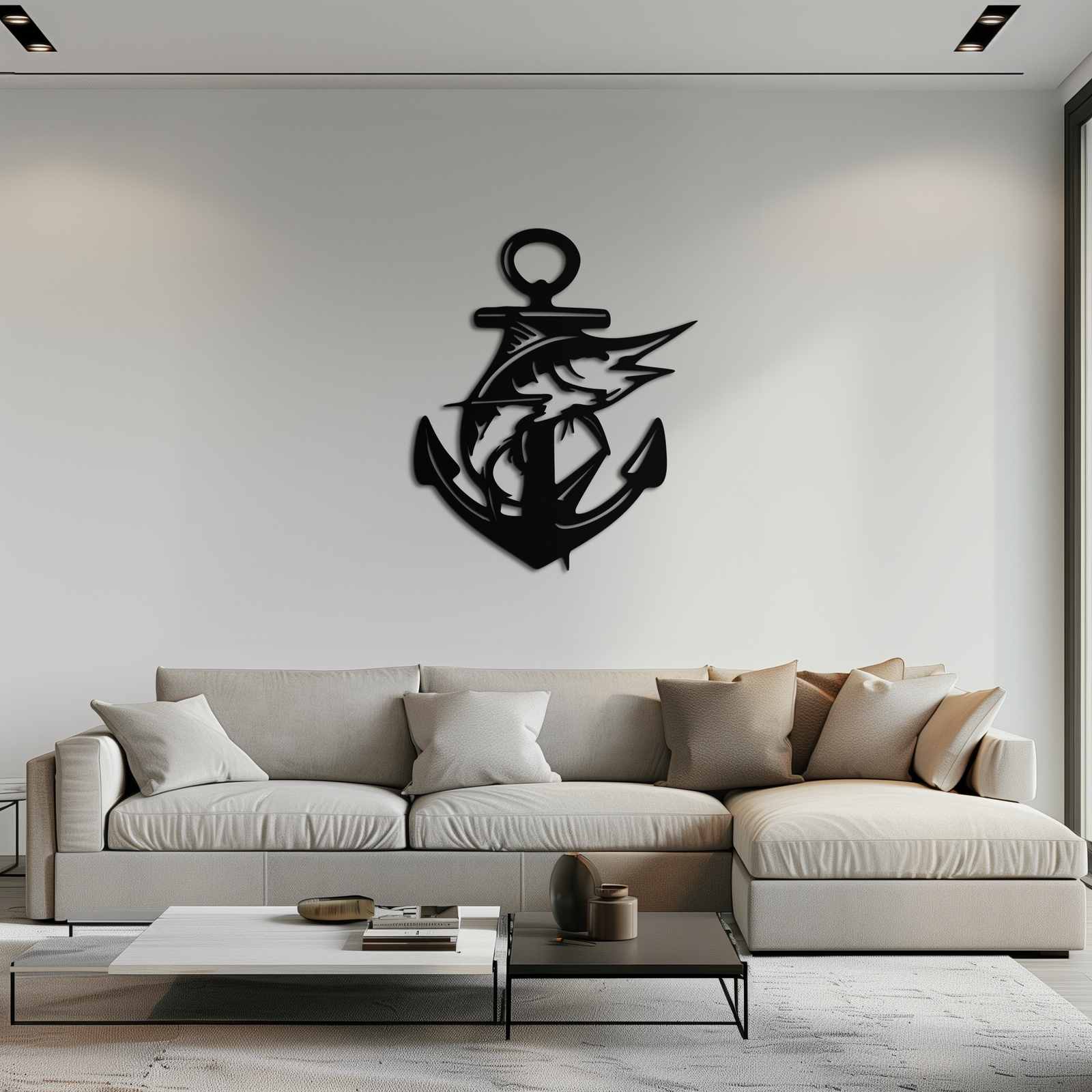 Anchor and Fish Metal Wall Art – Nautical-Inspired Design for Sea Lovers- KAF668