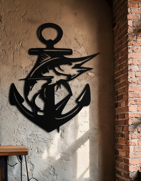 Anchor and Fish Metal Wall Art – Nautical-Inspired Design for Sea Lovers- KAF668