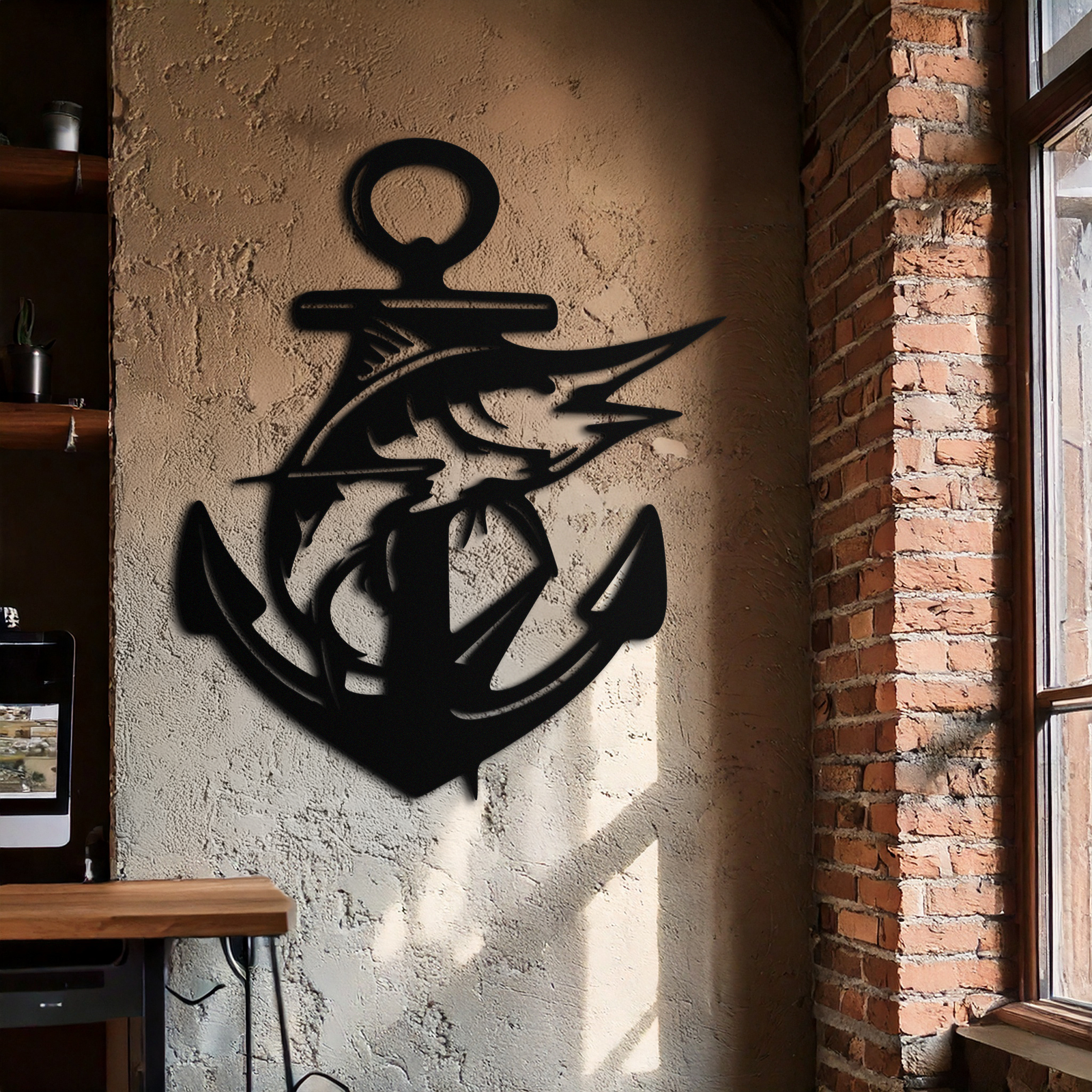 Anchor and Fish Metal Wall Art – Nautical-Inspired Design for Sea Lovers- KAF668